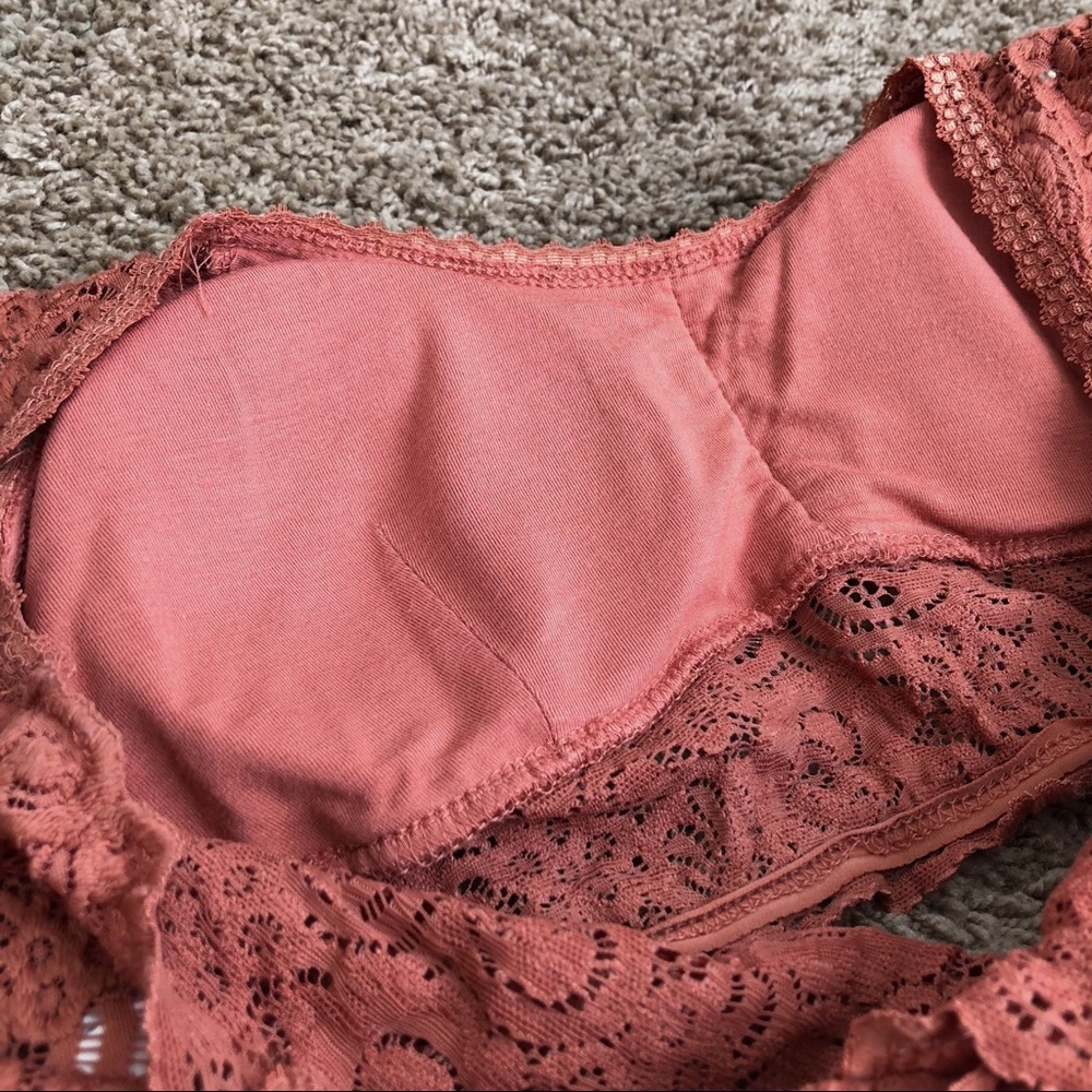 ღ SOLD deep coral lace bralette - Picture 5 of 7
